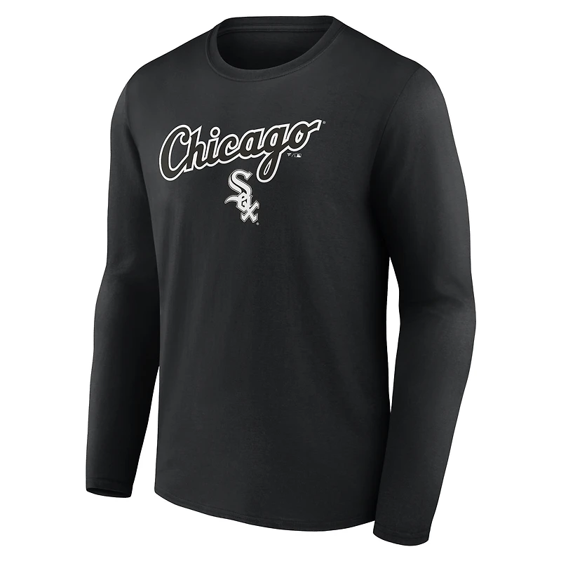Men's Black Chicago White Sox Team Lockup Long Sleeve T-Shirt
