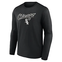 Men's  Black Chicago White Sox Team Lockup Long Sleeve T-Shirt