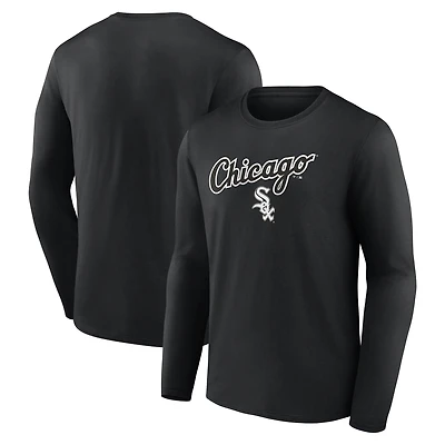 Men's  Black Chicago White Sox Team Lockup Long Sleeve T-Shirt