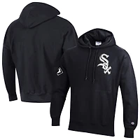 Sweat à capuche Champion noir pour homme, en chenille tissée inversée, l'effigie des White Sox de Chicago.