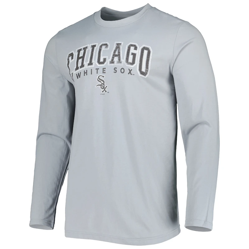 Ensemble de nuit pour homme Concepts Sport noir/gris Chicago White Sox Breakthrough avec haut à manches longues et pantalon