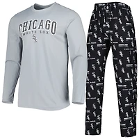 Ensemble de nuit pour homme Concepts Sport noir/gris Chicago White Sox Breakthrough avec haut à manches longues et pantalon