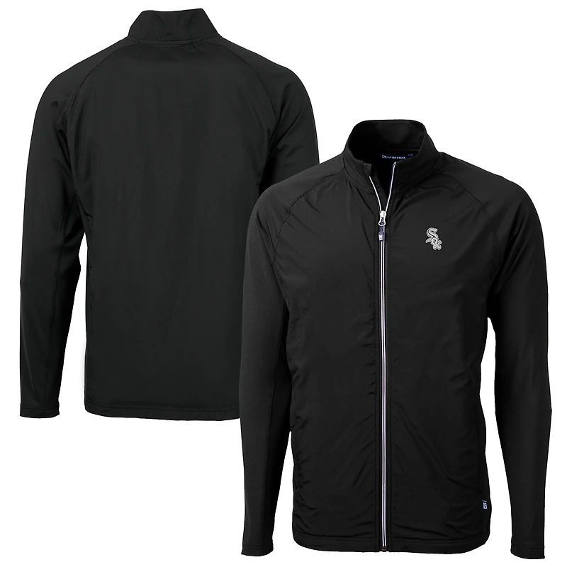 Veste hybride en tricot écologique Adapt pour homme, coupe-vent et buck, noire, Chicago White Sox, grande taille, entièrement zippée, recyclée, raglan