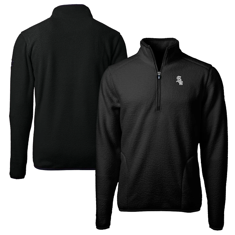 Veste polaire écologique coupe-vent et zippée quart de tour pour homme, couleur noire, des Chicago White Sox, taille grande