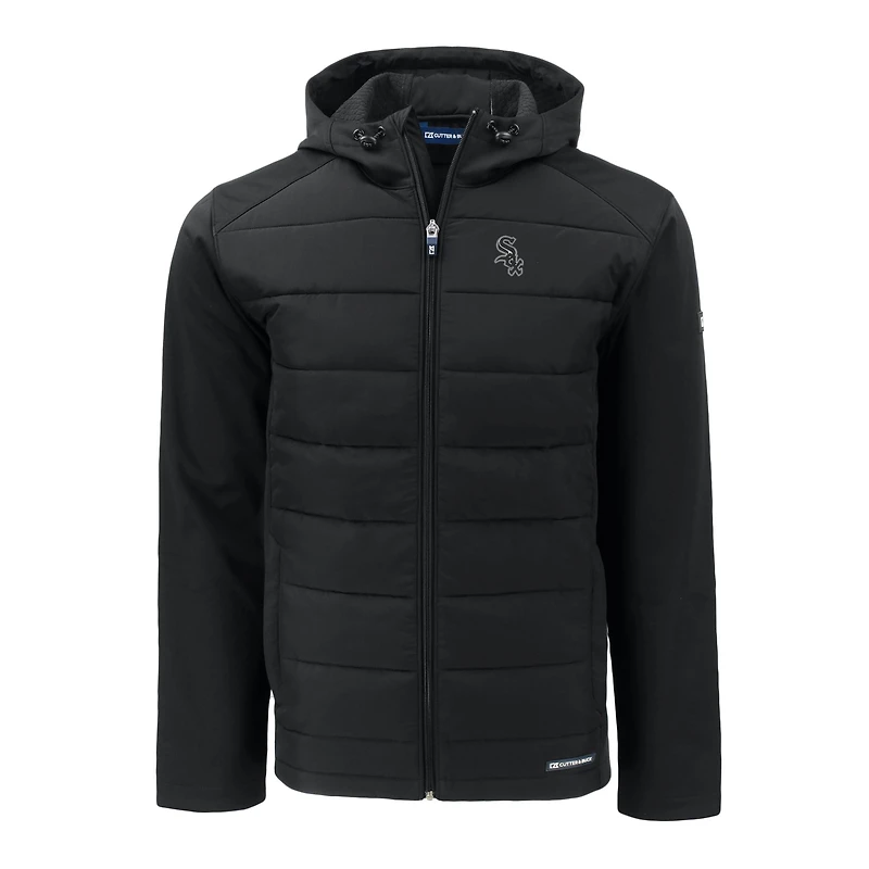 Sweat à capuche zippé entièrement recyclé en softshell écologique hybride Evoke pour homme, coupeur et buck, noir, Chicago White Sox, grandes tailles