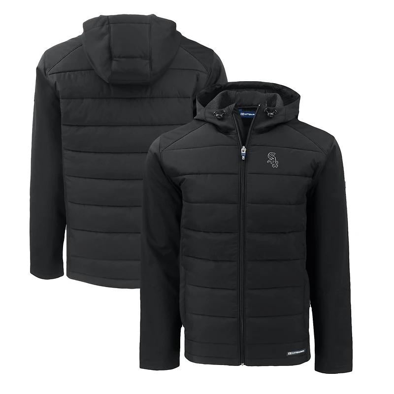 Sweat à capuche zippé entièrement recyclé en softshell écologique hybride Evoke pour homme, coupeur et buck, noir, Chicago White Sox, grandes tailles