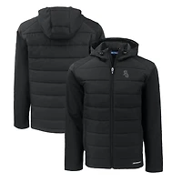 Sweat à capuche zippé entièrement recyclé en softshell écologique hybride Evoke pour homme, coupeur et buck, noir, Chicago White Sox, grandes tailles
