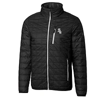 Doudoune zippée Rainier pour homme, modèle Cutter & Buck, noire, Chicago White Sox, grande taille