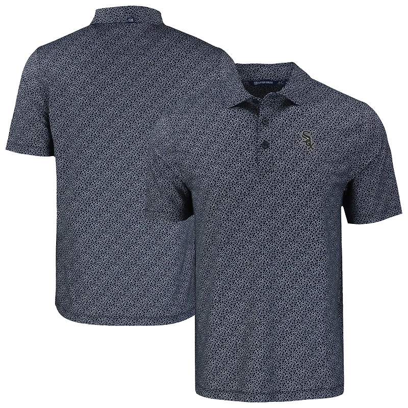 Polo extensible recyclé à imprimé galets écologique Pike pour homme, noir, des Chicago White Sox, Cutter & Buck
