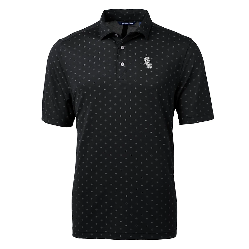Men's Cutter & Buck Black Chicago White Sox Virtue Eco Pique Tile Print Recycled Polo