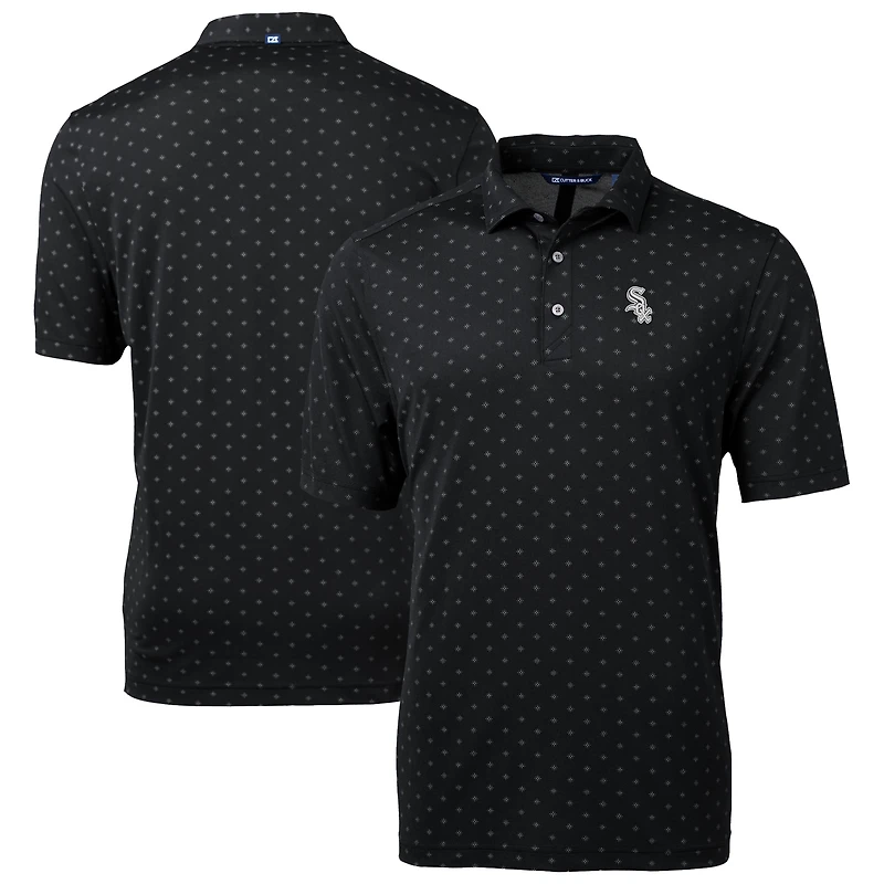 Men's Cutter & Buck Black Chicago White Sox Virtue Eco Pique Tile Print Recycled Polo