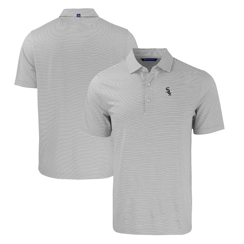 Men's Cutter & Buck Gray/White Chicago White Sox Forge Eco Double Stripe Stretch Recycled Polo