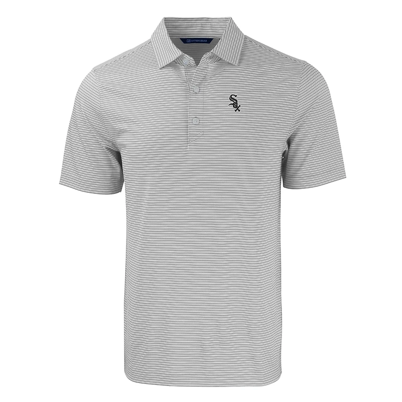 Men's Cutter & Buck Gray/White Chicago White Sox Forge Eco Double Stripe Stretch Recycled Polo