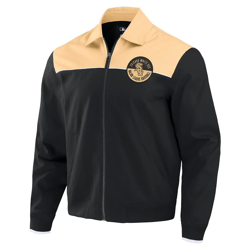 Men's Darius Rucker Collection by Fanatics Black/Tan Chicago White Sox Canvas Bomber Full-Zip Jacket