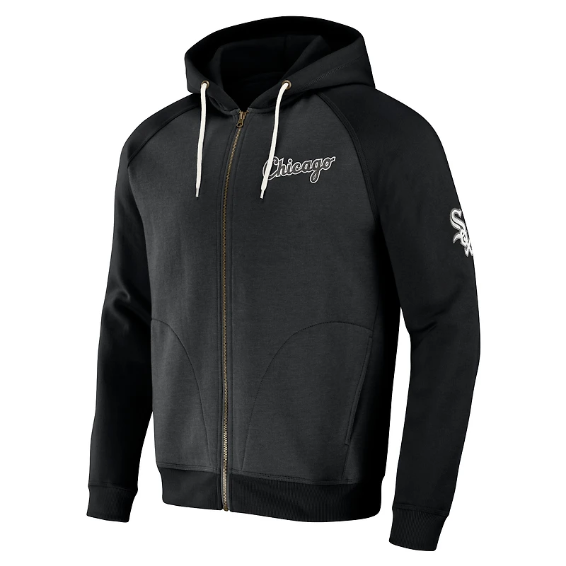 Collection Darius Rucker pour homme par Fanatics Black Chicago White Sox Raglan Full-Zip Hoodie