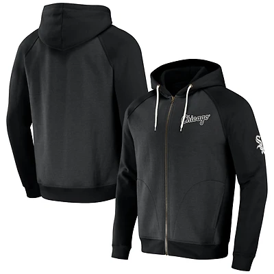 Collection Darius Rucker pour homme par Fanatics Black Chicago White Sox Raglan Full-Zip Hoodie