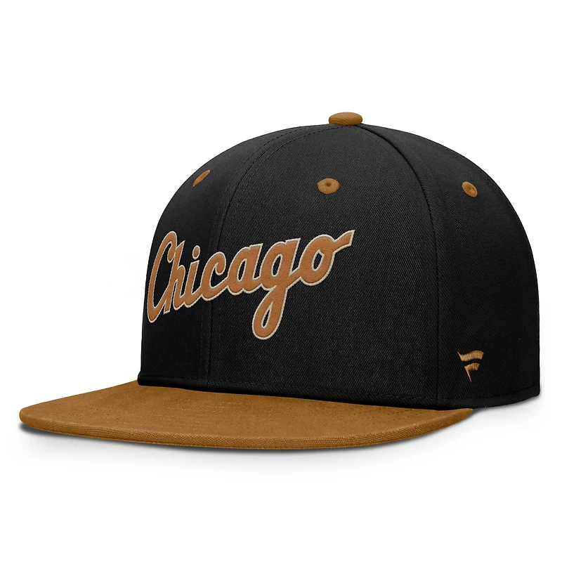 Men's Fanatics Black/Brown Chicago White Sox Splinter Fitted Hat