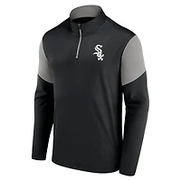 Haut à quart de zip avec logo principal des Chicago White Sox Fanatics pour hommes, noir/gris