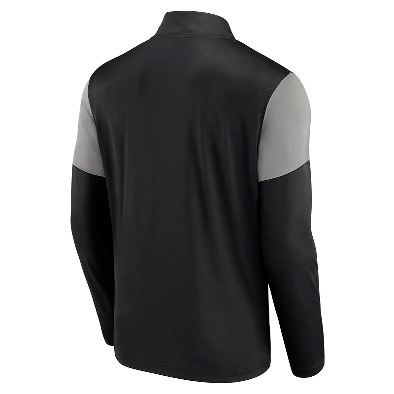 Haut à quart de zip avec logo principal des Chicago White Sox Fanatics pour hommes, noir/gris