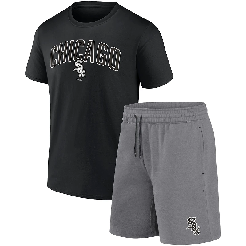 Men's Fanatics Black/Heather Gray Chicago White Sox Arch T-Shirt & Shorts Combo Set
