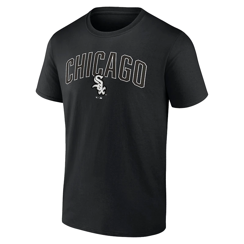 Ensemble combiné t-shirt et short Fanatics pour hommes, noir/gris chiné, Chicago White Sox Arch