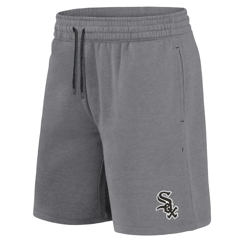 Ensemble combiné t-shirt et short Fanatics pour hommes, noir/gris chiné, Chicago White Sox Arch