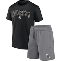 Ensemble combiné t-shirt et short Fanatics pour hommes, noir/gris chiné, Chicago White Sox Arch