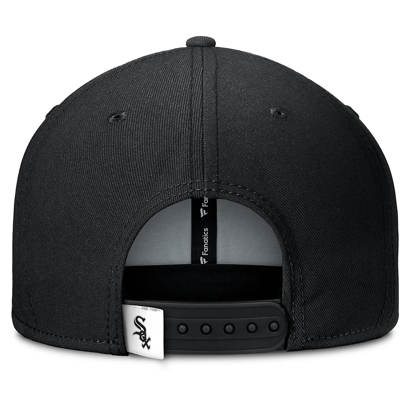 Casquette Snapback Fanatics noire/blanche Chicago White Sox Clubhouse Splitter pour homme