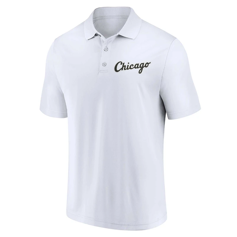 Ensemble de deux polos Fanatics pour hommes, noir/blanc, Chicago White Sox, logo Lockup