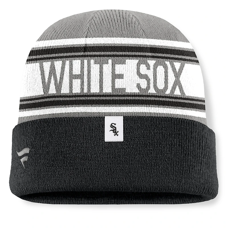 Bonnet en tricot à revers à rayures fondamentales pour hommes Fanatics Black Chicago White Sox