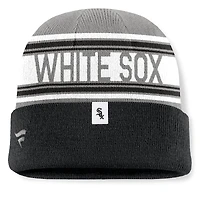 Bonnet en tricot à revers à rayures fondamentales pour hommes Fanatics Black Chicago White Sox