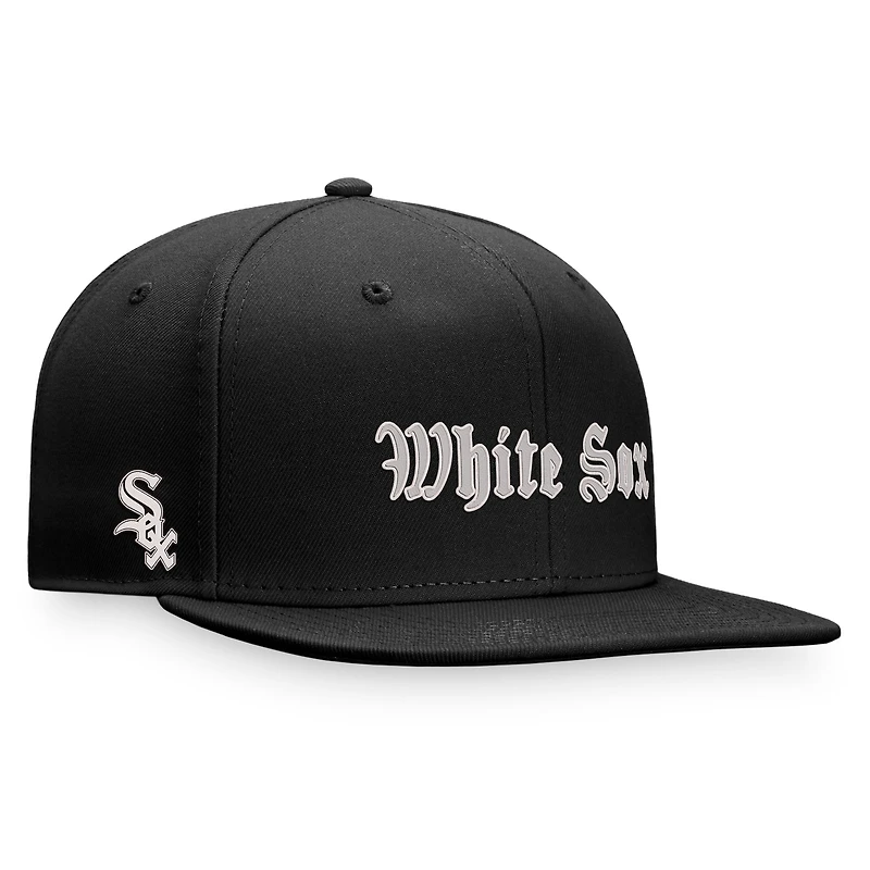 Men's Fanatics Black Chicago White Sox Gothic Script Fitted Hat