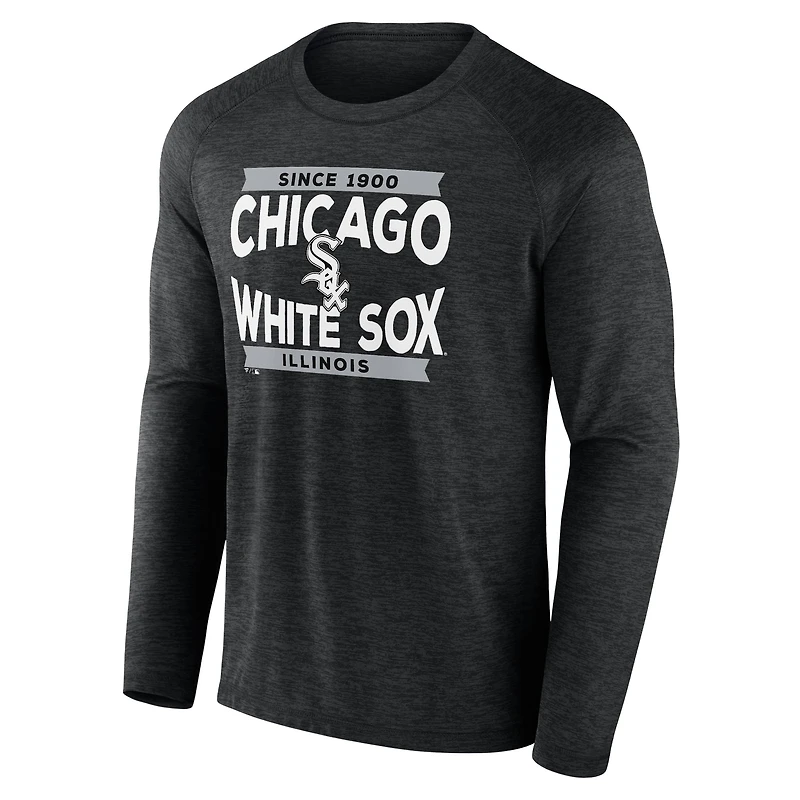 Men's Fanatics Black Chicago White Sox Heroic Play Raglan Long Sleeve T-Shirt