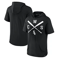 Men's Fanatics Black Chicago White Sox Iconic Rebel Short Sleeve Hooded Top