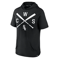 Men's Fanatics Black Chicago White Sox Iconic Rebel Short Sleeve Hooded Top