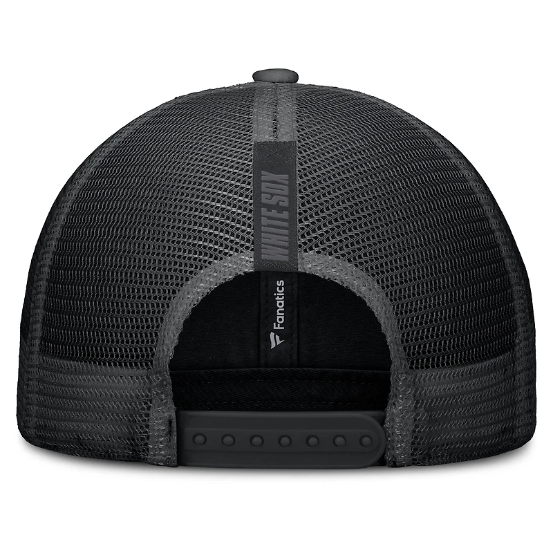 Casquette de camionneur ajustable noire Fanatics pour hommes, Chicago White Sox Launch