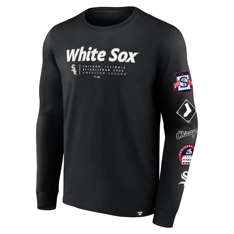 T-shirt noir à manches longues Fanatics pour hommes des White Sox de Chicago Strike the Goal