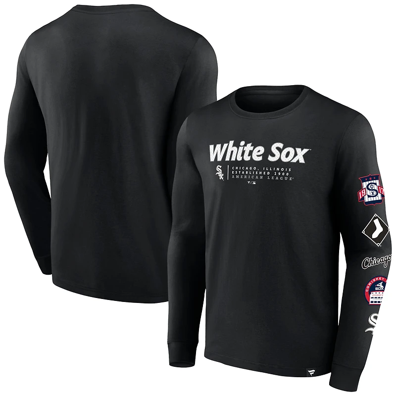 T-shirt noir à manches longues Fanatics pour hommes des White Sox de Chicago Strike the Goal