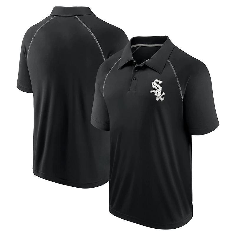 Polo noir Fanatics Chicago White Sox Strong Alone Raglan pour hommes