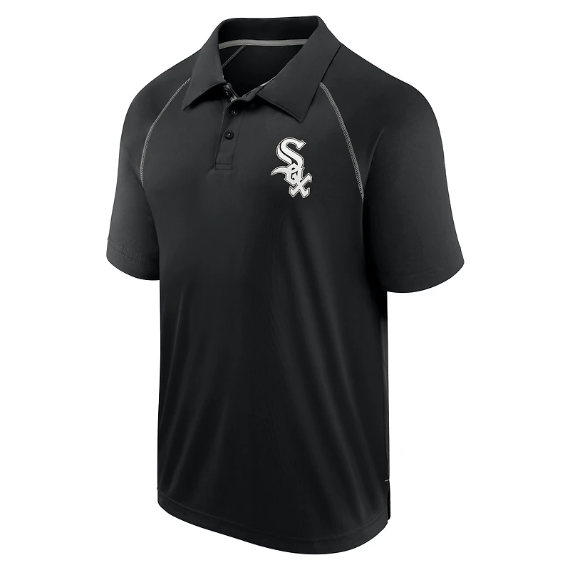 Polo noir Fanatics Chicago White Sox Strong Alone Raglan pour hommes
