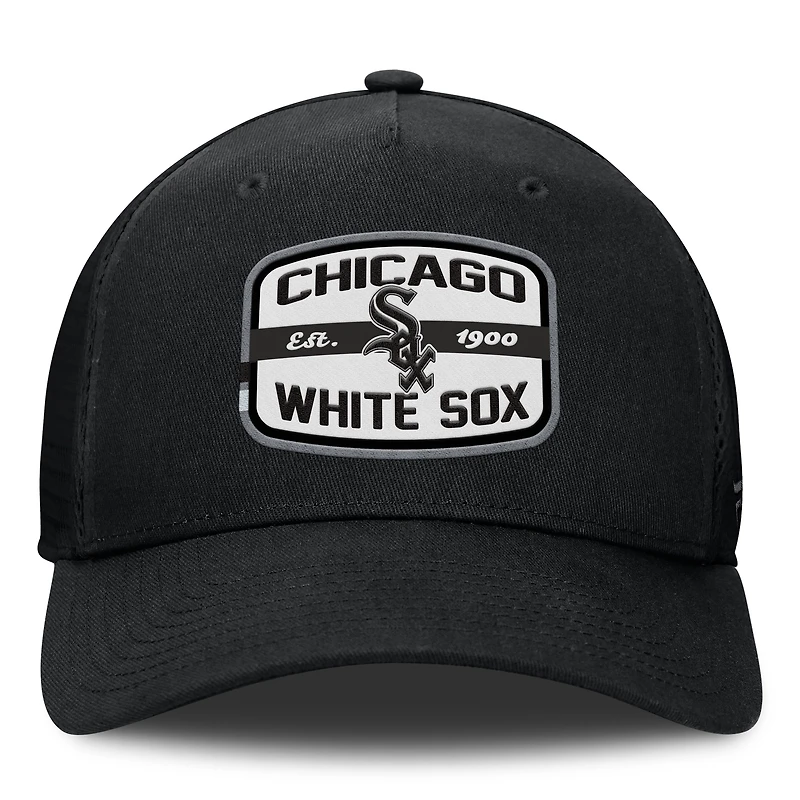 Men's Fanatics Black Chicago White Sox Team Patch A-Frame Trucker Snapback Hat