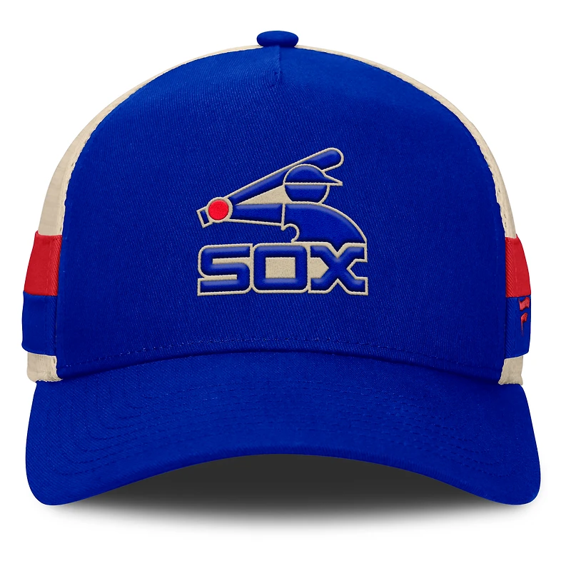 Men's Fanatics Blue/Natural Chicago White Sox Inherited Side Stripe Trucker Adjustable Hat