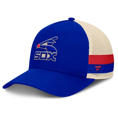 Men's Fanatics Blue/Natural Chicago White Sox Inherited Side Stripe Trucker Adjustable Hat
