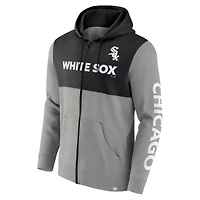 Sweat à capuche entièrement zippé pour hommes Fanatics gris/noir Chicago White Sox Ace