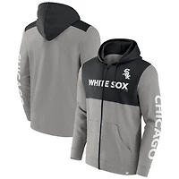 Sweat à capuche entièrement zippé pour hommes Fanatics gris/noir Chicago White Sox Ace