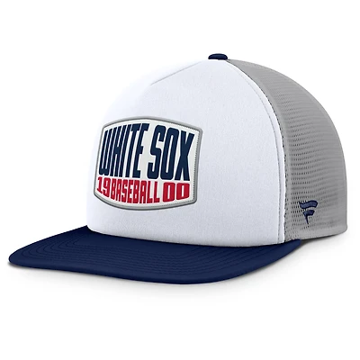 Casquette ajustable Fanatics grise/blanche pour homme avec patch avant en mousse et logo des White Sox de Chicago