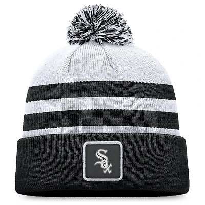 Bonnet en tricot à revers Fanatics gris Chicago White Sox pour hommes avec pompon