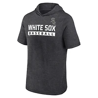 Men's Fanatics Heather Charcoal Chicago White Sox Push Short Sleeve Pullover Hoodie