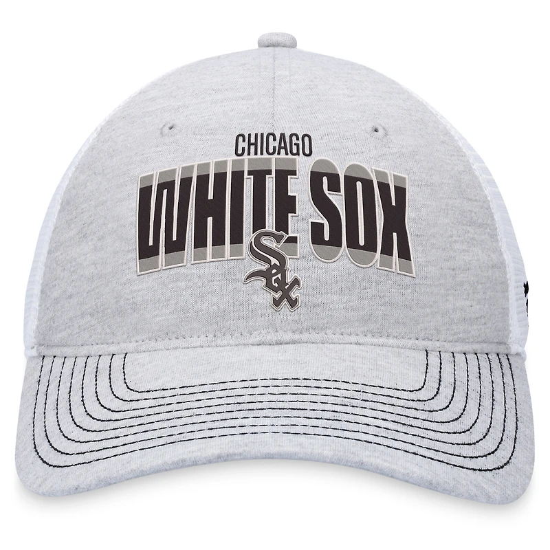 Casquette réglable de camionneur avec logo Fanatics gris chiné/blanc Chicago White Sox pour hommes