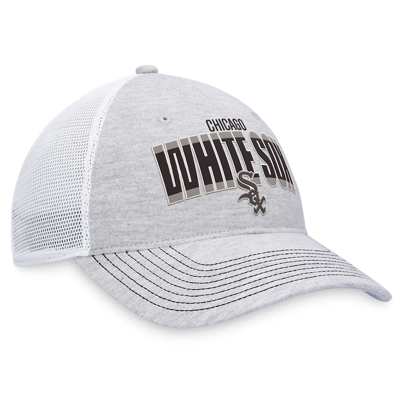 Casquette réglable de camionneur avec logo Fanatics gris chiné/blanc Chicago White Sox pour hommes